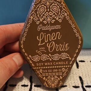 Paddywax Linen and Orris Soy Wax Candle in Unique Tin
